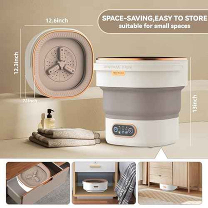 Portable Washing Machine Mini Washer with Spin Basket, 16L Large Capacity Foldable Laundry Machine for Underwear, Socks, Small Clothes, Perfect for Travel, Apartment, RV, Camping, Hotel