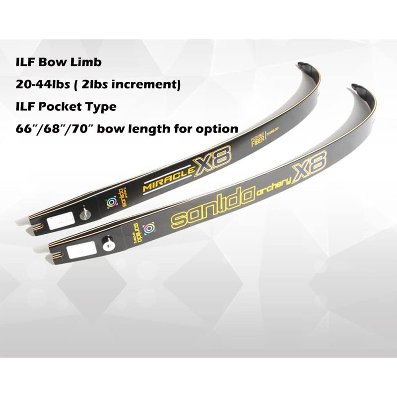 ZSHJGJR 66" 68" 70" Archery Recurve Bow Limbs ILF Device ILF Bow Limbs 20-44lbs Compatible for 25" Riser for Adult/Beginner (66 inch, 20lbs)