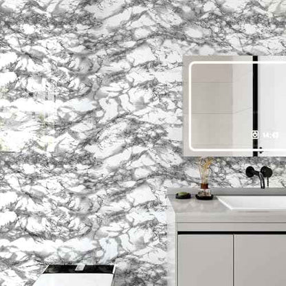 White and Black Marble Contact Paper for Countertop Peel and Stick White Black Glossy Wallpaper Removable Marble Wallpaper for Bathroom Waterproof Faux Marbles Counter Paper Vinyl 15.7¡¿78''