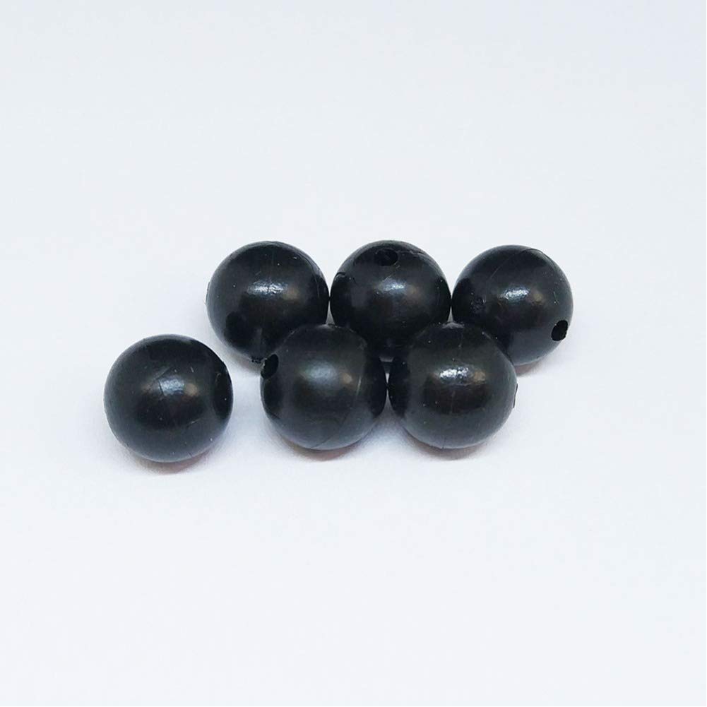 unclesportinfof 200pcs/pack Soft Rubber Black Fishing Beads Round Plastic Rig Beads 8mm Carp Fishing Gear Accessory