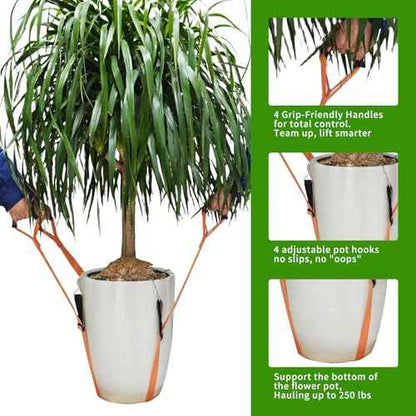 Potted Plant Mover£¬Plant Lifting Straps for Garden Flower Pots, Planters£¬Rocks, Trees£¬Easily Lift and Move Heavy Items Up to 250 Pounds, Large Size,Orange£¬Patent Pending