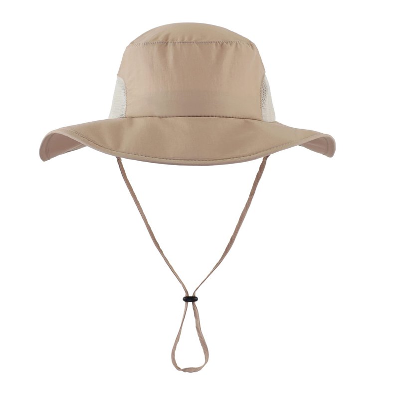 Home Prefer Outdoor Mens UPF50+ Sun Hat Wide Brim Fishing Hat with Neck Flap (Milky Khaki)