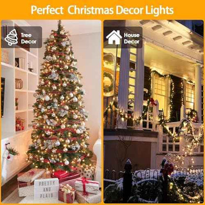 6 Pack 270FT Solar Christmas Lights Outdoor Waterproof, Super Bright 480 LED Solar String Lights with 8 Lighting Modes, Green Wire Twinkle Tree Light for Outside Xmas Party Decorations (Warm White)