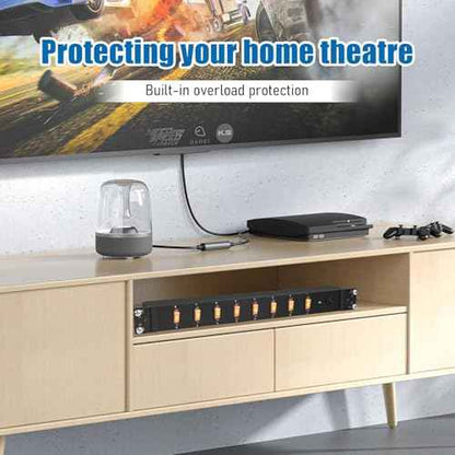 HHSOET 1U Rack Mount Surge Protection, 8 Outlet PDU Power Strip, Metal Mountable Outlet Strip with Switch, 10ft Power Cord.