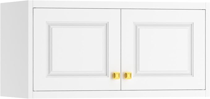 Polup Metal Wall Cabinet, Upper Cabinet for Wardrobe, Small Top Storage Cabinet for Bedroom, Living Room, White, 18" D x 32" W x1 5" H - Assembly Required