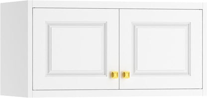 Polup Metal Wall Cabinet, Upper Cabinet for Wardrobe, Small Top Storage Cabinet for Bedroom, Living Room, White, 18" D x 32" W x1 5" H - Assembly Required