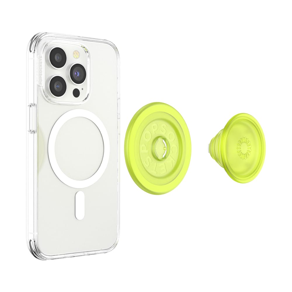 PopSockets Phone Grip for MagSafe with Kickstand, Magnetic Stand, Swappable Top, Secure Hold for iPhone MagSafe Cases, Phone & Tablet Grip - Clear