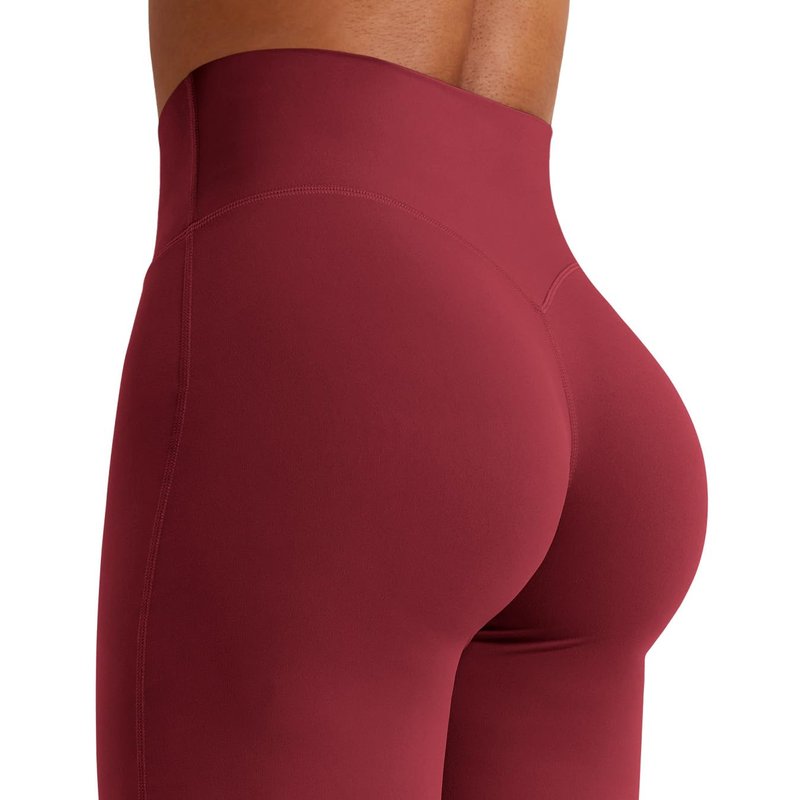 YEOREO Workout Leggings Womens No Front Seam Straight Leggings 33" High Waist Buttery Eddiy Gym Yoga Pants Ancora Red S