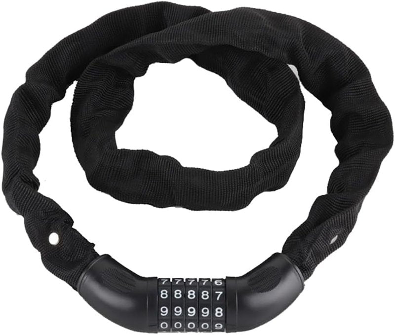 Heavy-Duty 5-Digit Combination Bike Lock - Resettable Anti-Theft Chain Lock | 3.2ft Length for Bicycle, Motorcycle, Scooter, Door, Gate
