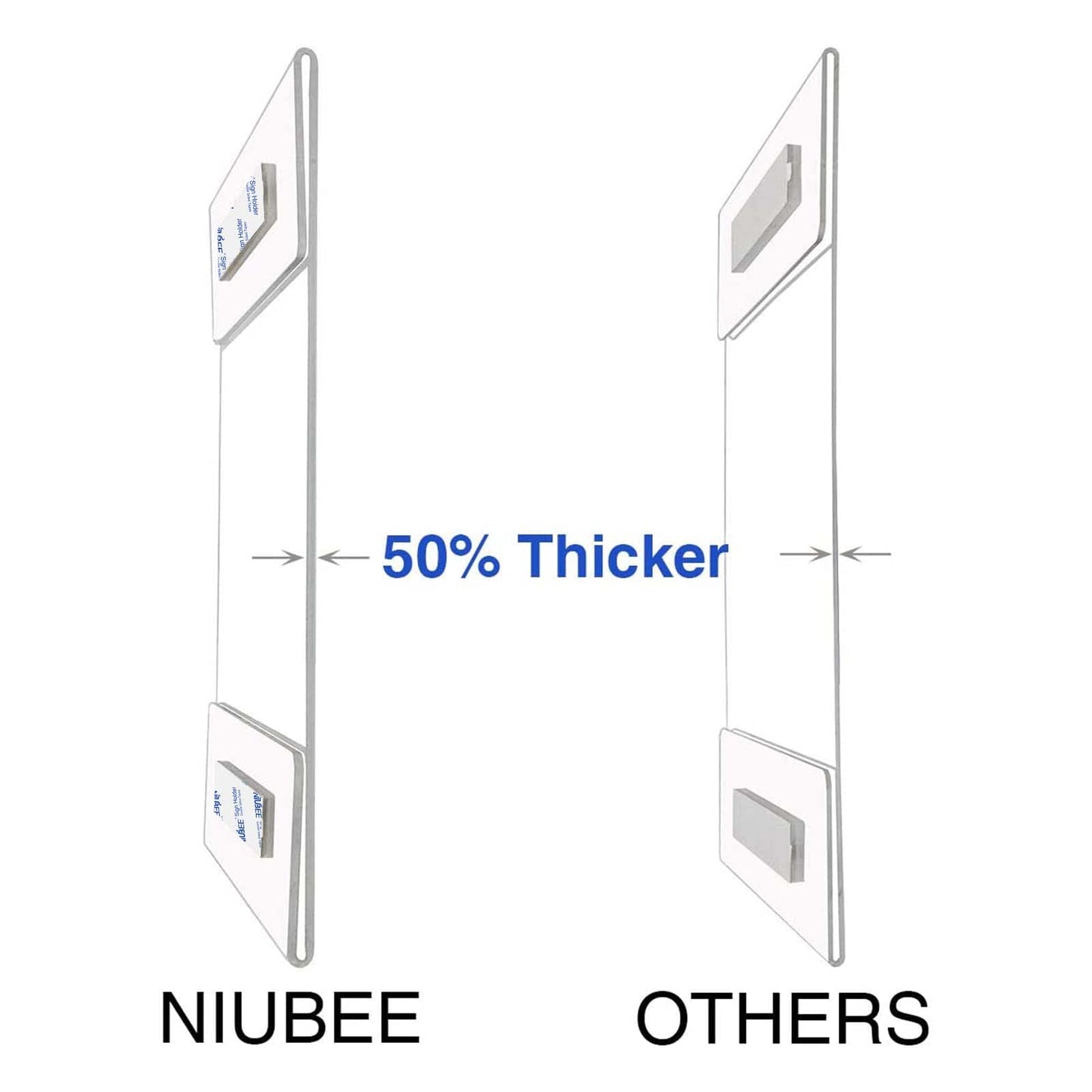 NIUBEE Acrylic Sign Holder 8.5x11 Inches Horizontal,Clear Plastic Wall Mount Sign Holder Poster Paper Holder with Free Double Sided Tape for Office, Home, Store, Restaurant-No Drilling(6 Pack)