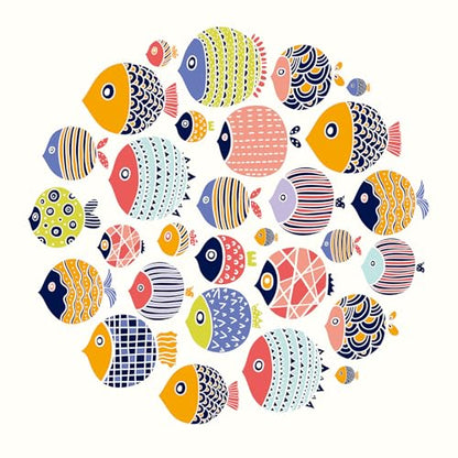 Boho Style Fish Wall Decals Ocean Fish Characters Wall Stickers DIY Peel & Stick Under The Sea Wall Art Sticker for Kids Bedroom Playroom Bathroom Baby Nursery