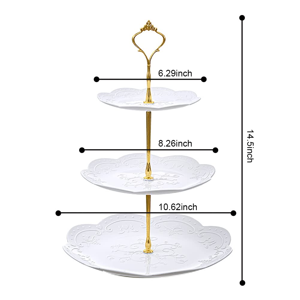 ShellKingdom 2 Pack Cupcake Stand, 3 Tier Serving Tray Cupcake Dessert Candy Fruit Display Holder for Wedding, Christmas, Baby Shower Birthday Tea Party (Round)