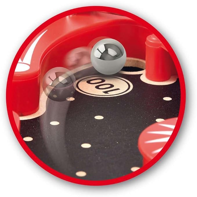 BRIO 34017 Pinball Game - Classic Vintage Arcade Style | Engaging Brain Game for Kids and Adults | Ideal Gift for Ages 6 and Up Red