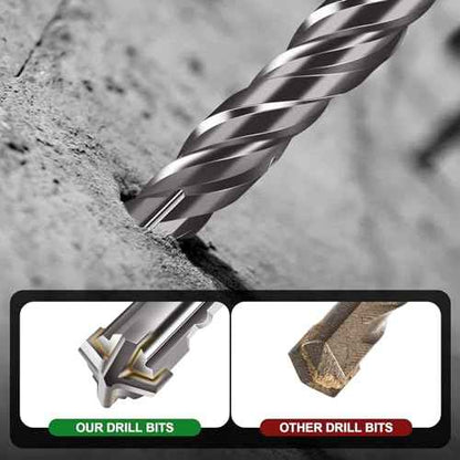 8-Pieces SDS-Plus Rotary Hammer Drill Bit Set, Carbide Tip 4-Cutter for Brick,Stone & Concrete