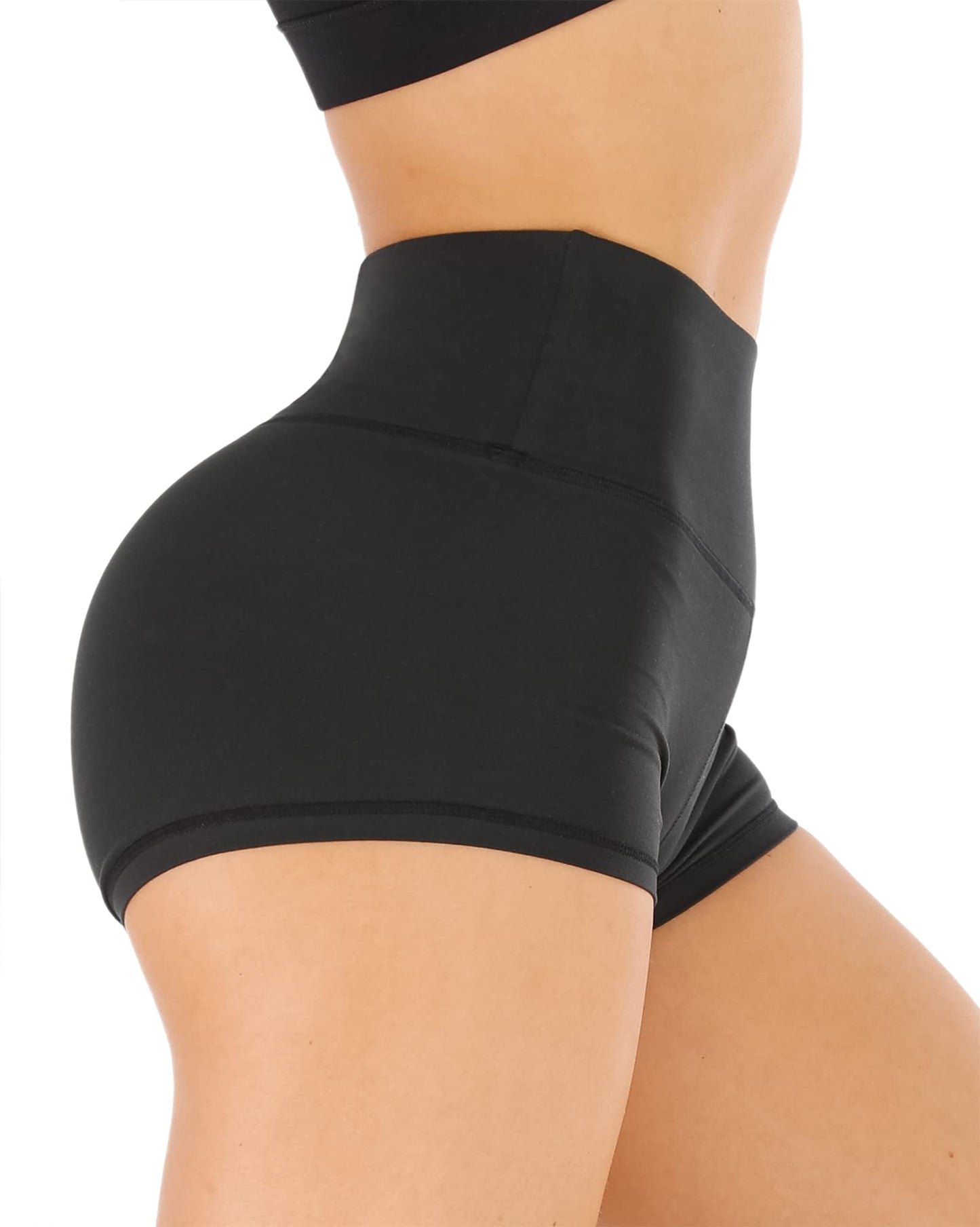 CHRLEISURE Biker Yoga Shorts for Women – High Waisted Tummy Control Workout Running Athletic Booty Soft Shorts(3" Black, M)