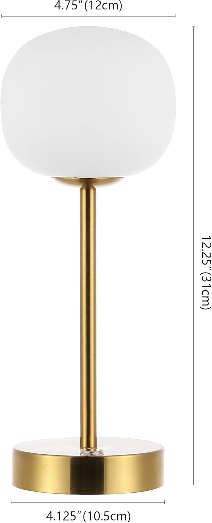 JONATHAN Y JYL7108C Natalia 12.25" Modern Minimalist Iron Rechargeable Integrated LED Table Lamp Contemporary Bedside Desk Nightstand Lamp for Bedroom Living Room Office, Brass Gold/White