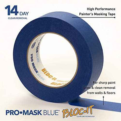IPG ProMask Blue with BLOC-It, Premium 14-Day Masking Tape, 1.41" x 60 yd, Blue, (Single Roll)