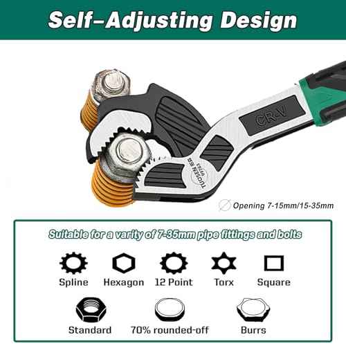 6 Inch Adjustable Wrench - Auto Size Adjusting, 0.28"-0.6" (7-15MM), Multi-Size Spring Adjustable, Rapid Wrench for Car, Bicycle, Plumbing Repairs
