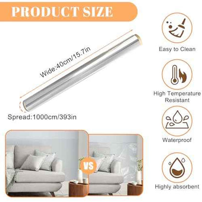 Clear Electrostatic Wall Protective Film,1.31 x 32.81ft Clear Contact Paper Peel and Stick Wallpaper from Furniture, Dog, Trash Can, Food Splash, Back Chair (10M)