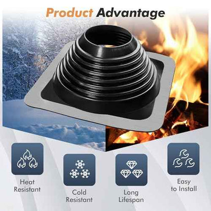 #6 Epdm Metal Roof Vent Boot, Flexible Roofing Boots Fits Pipe Od 4 3/4'' to 10'', Metal Roof Jacks Flashing for Houses Includ Roofing Screws & Hex, Black/ 1 Pcs