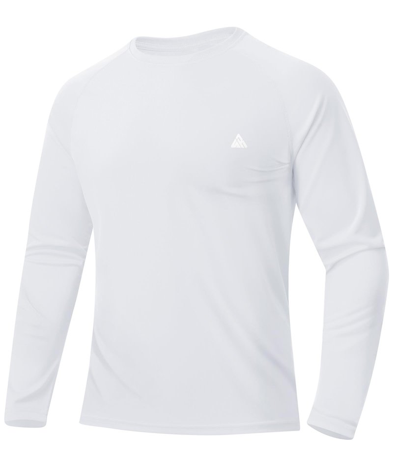 ZITY Men's UPF 50+ Sun Protection Shirts Long Sleeve Lightweight Rash Guard UV SPF Fishing Hiking Running Workout T-Shirt White