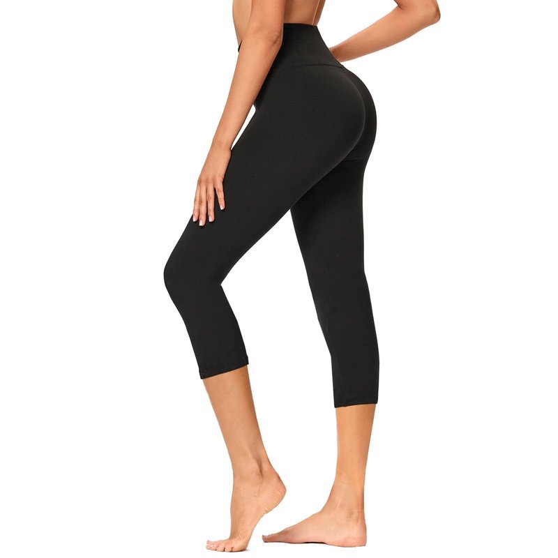 GAYHAY High Waisted Capri Leggings for Women - Soft Slim Yoga Pants for Running Cycling Workout Black