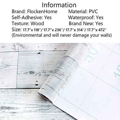17.7"x 118" Peel and Stick Wallpaper Self-Adhesive Shiplap Light Grey/White Distressed Wood Plank Removable repasted Decorative