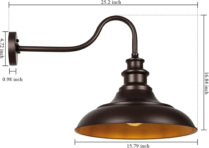Exterior Farmhouse Gooseneck Barn Light, 16 Inch Vintage Outside Garage Light Fixtures, 4PCS Anti-Rust Waterproof Outdoor Light for Patio Frontdoor Entryway Doorway