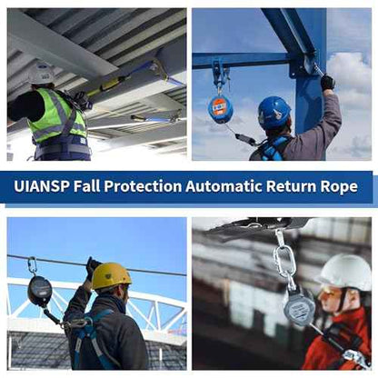 6FT Self Retracting Lifeline Fall Protection Retractable Safety Lanyard Rectracting Lifeline Personal Fall Arrest Protection ANSI Self Retractable Gear for Roofing Construction(Small Hook)