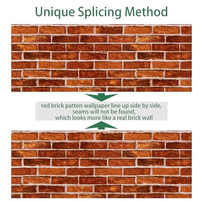 practicalWs Red Brick Wallpaper Peel and Stick 17.7in x 118.1in Brick Wrapping Paper Self Adhesive Faux Stone Removable Wall Paper for Christmas Halloween Fireplace Bedroom Bathroom Decoration