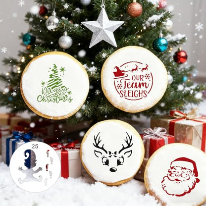 36PCS Small Christmas Stencils for Crafts Painting on Wood ? 3" Reusable Holiday Stencil Templates for Painting on Wood, Card, Paper, Fabric, Glass & Ornaments