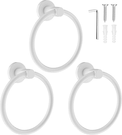 SetSail Towel Holder for Bathroom Wall White Towel Ring Stainless Steel Hand