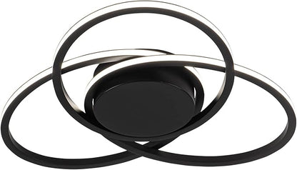 MADEM Room Decor 23.6'' Modern LED Ceiling Light Dimmable Flush Mount for Bedroom Black LED Chandelier Close to Ceiling Light for Living Room Dining Room Kitchen Hallway, 38W 3000K-6000K