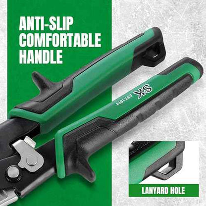 SK Aviation Tin Snips Set, Left, Right and Straight Cut, Cr-Mo Steel Blade, Anti-slip Handle and Safety Latch, for Cutting Sheet Metal