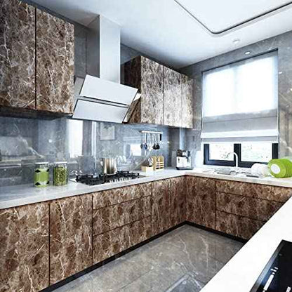 Livelynine Counter Top Covers Peel and Stick Brown Marble Contact Paper for Countertops Waterproof Wallpaper Kitchen Countertop Laminate Sheets Table Desk Cover Marble Vinyl Wrap Bathroom 15.8x78.8