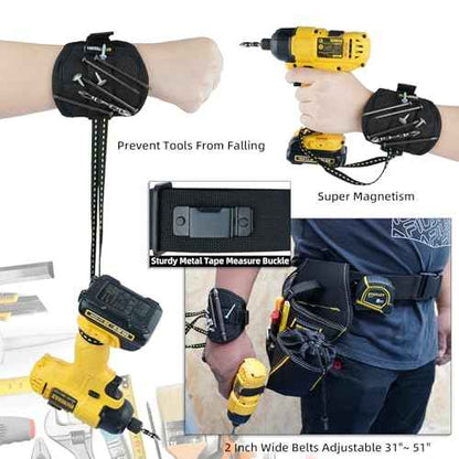 MELOTOUGH Impact Holster 3-in-1 Drill Holster Combo with Magnetic Wristband,Tool Belt Drill Holder with Bit Pouch(Right Handed)