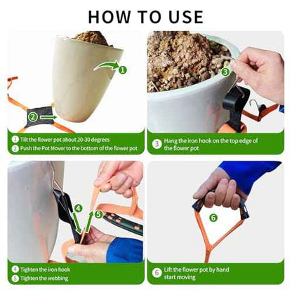 Potted Plant Mover£¬Plant Lifting Straps for Garden Flower Pots, Planters£¬Rocks, Trees£¬Easily Lift and Move Heavy Items Up to 250 Pounds, Large Size,Orange£¬Patent Pending