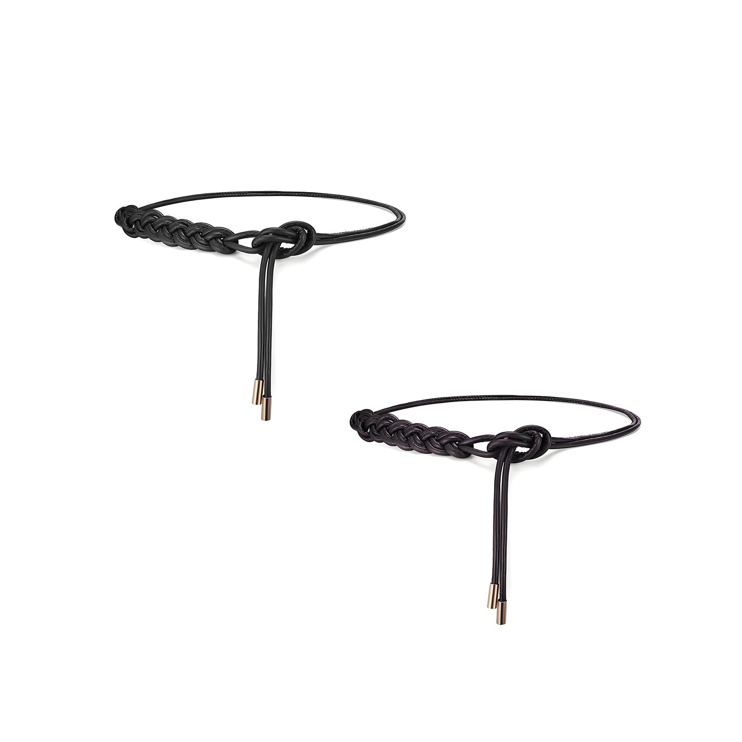 CHIC DIARY Women Braided PU Leather Rope Belt Adjustable Thin Waist Belt Boho Waist Wrap for Dresses
