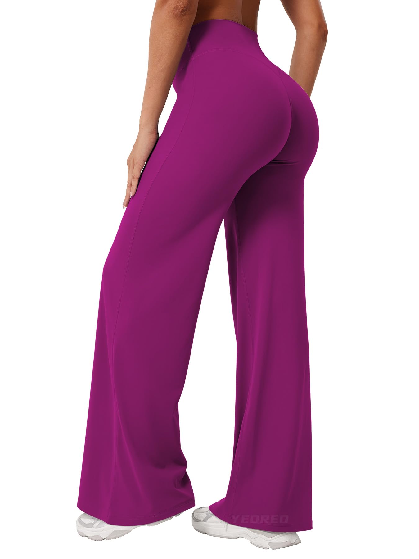 YEOREO Workout Leggings Womens No Front Seam Straight Leggings 31.5" High Waist Buttery Eddiy Gym Yoga Pants Rose Purple L