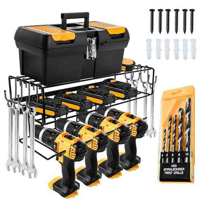 Power Tool Organizer 12" x 6" x 6" - Tool Storage Organizer and Garage Tool Storage - Use as Tool Storage for Garage Organization - Drill and Power Tool Holder - Bits Included
