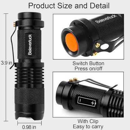 Beieverluck 10 Pack Red Light Flashlight 3 Modes Red LED Flashlight Scalable Red Light Torch with Clip for Hunting Astronomy Night Observation and Outdoor Activities