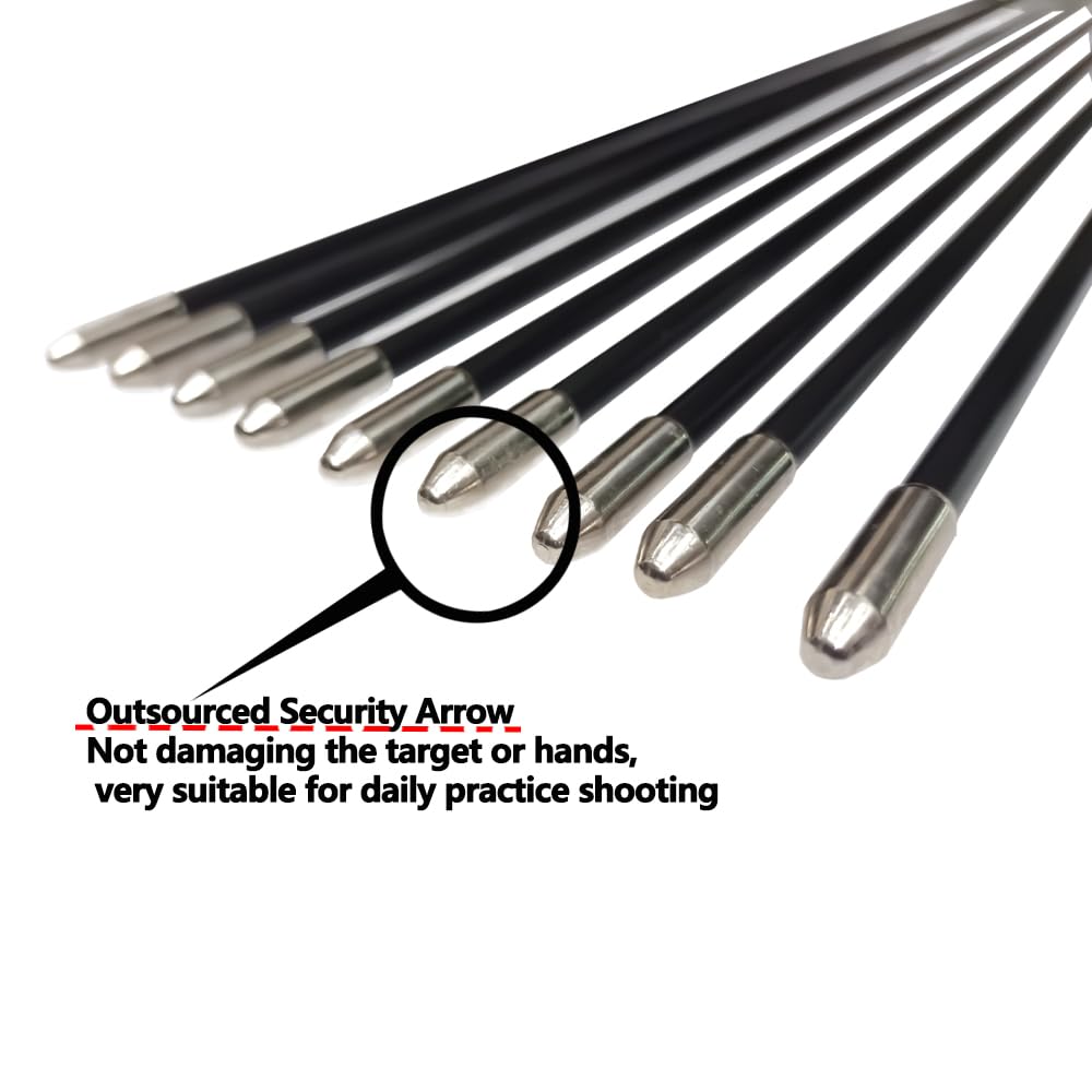 e5e10 28 inch Target Arrows Practice Fiberglass Arrow for Youth Beginner, Safety Blunt Tip Arrows for Archery Recurve Bow Long Bow -12 Pack(Orange)