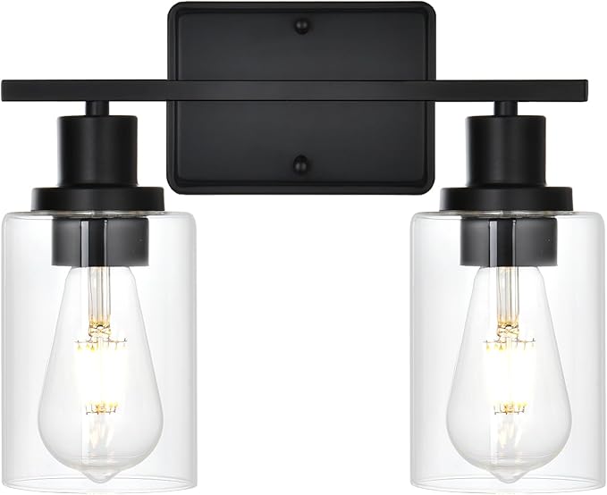 2-Light Bathroom Light Fixtures,Modern Black Bathroom Vanity Light,Bathroom Lighting Fixtures Over Mirror,Black Wall Lamp for Bedroom,Wall Lights for Living Room,Hallway