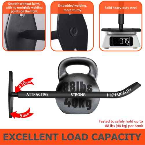 Tire Rack Wall Mount, 10 Inch Large Garage Hooks Heavy Duty Storage, Ladder Hooks for Hanging, Garage Organizer for Wheel Holder, Folding Chairs, Power Tool, Bulk Items (88lbs 4-Pack)