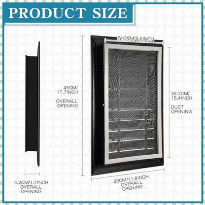 Gisafai 2 Pcs 12" x 18" Gable Vent Aluminum Alloy Wall Vents Shed Attic Vent with Screen Return Air Grill with Screws, for Ventilation Exterior Doors Wall House (Black)