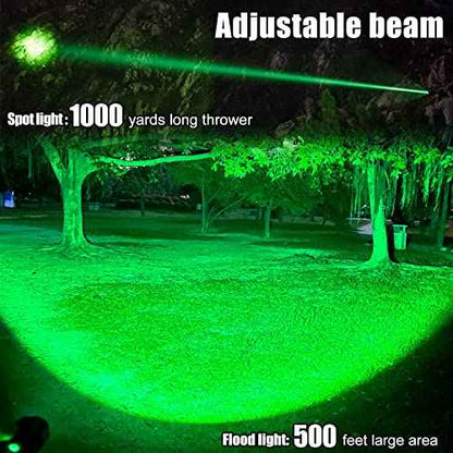 VASTFIRE USB-C Rechargeable Green Flashlight Zoomable 1000 Yard Pressure Switch Scope Rail Mount Hogs Predators Night Hunting