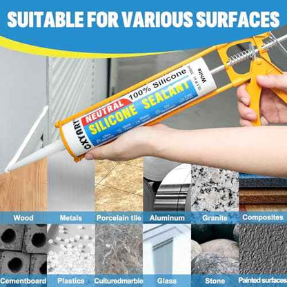 Silicone Caulk & Sealant White, 10 Pack - 100% Waterproof Silicone Sealant, Silicone Caulking for Kitchen and Bathroom, Toilet, Sink, Window £¦ Door Use, Shrink & Crack Proof (10.1 FL.OZ/300ml)