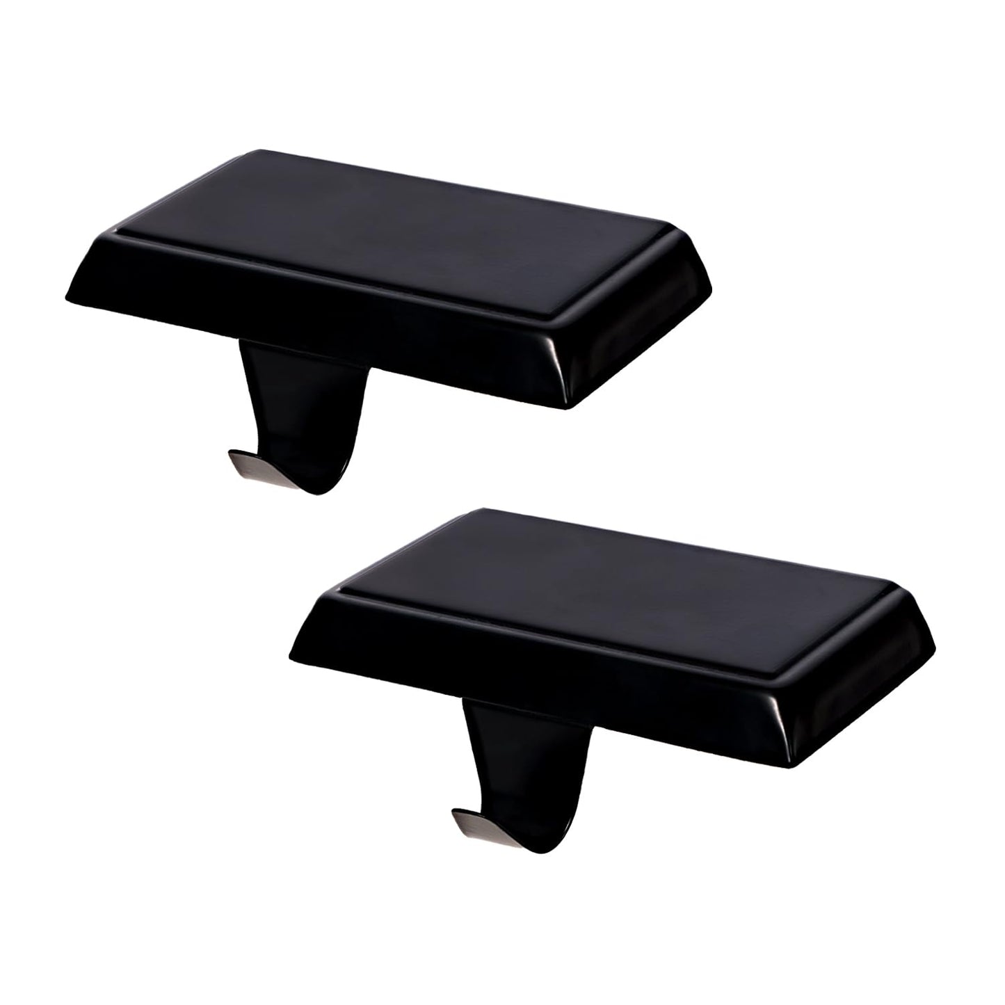 Ulico Christmas Stocking Holders, Mantel Stocking Hangers, Weighted Metal Hanging Hooks, Stocking Holders Bases for Mantel, Fireplace Xmas Party Decoration (Black, 2 Pcs)