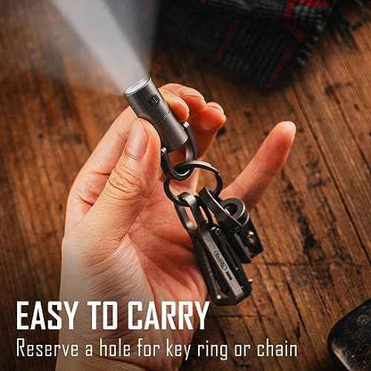 KeyUnity KF03 Titanium Nano Flashlight, LR44 Button Cell 100 Lumens 5W LED Keychian Flashlight for Everyday Carry (KF03 Sandblasted)