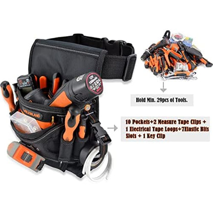 WELKINLAND 10-Pockets Electrician Tool Pouch with Belt Clip, Electricians Tool Pouches Bag, Tool Pouches, Electricians Tool Belt,Electrician Tool Belt